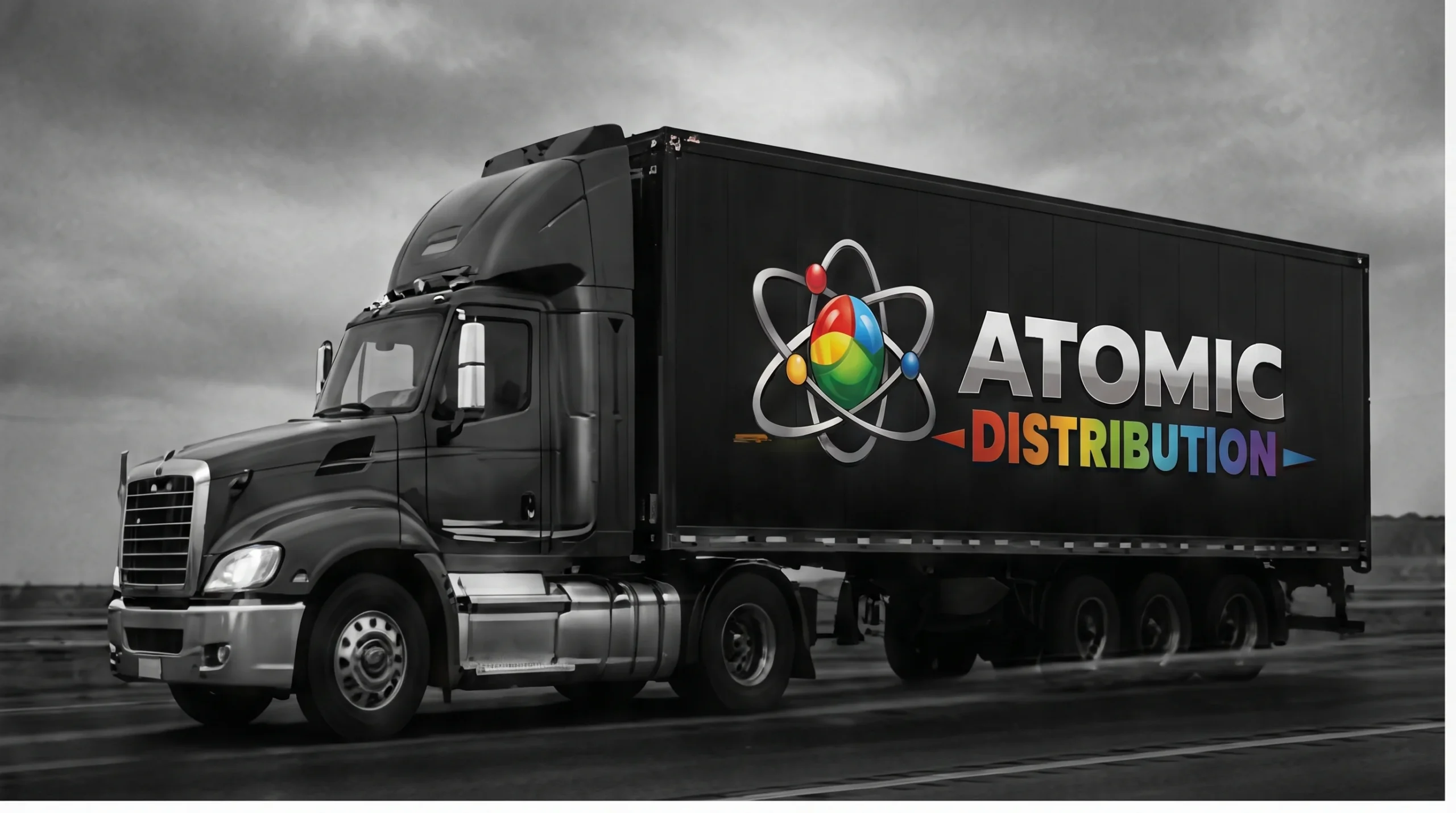 Atomic Distribution delivery truck supporting resin distribution logistics